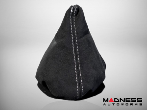 FIAT 500 Gear Shift Boot - Black Italy - Alcantara - Black w/ White Stitching